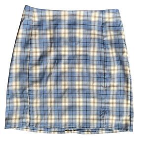 Shein Blue Cream Plaid Mini Skirt - sz xs